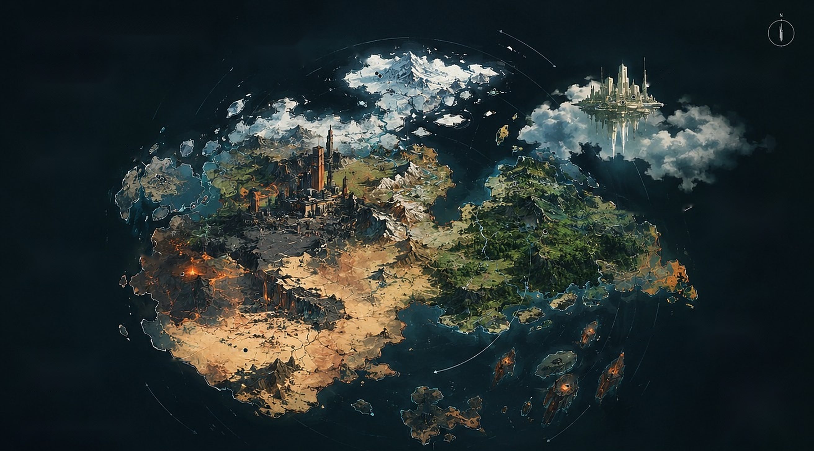 Map of the M.E.I world with the resistance's operations marked on it